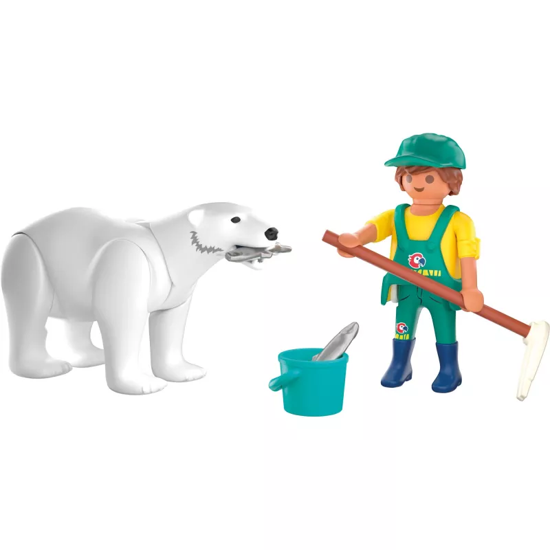 Playmobil 72090 Gyvūnai ir draugai zoologijos sodas: Baltasis lokys ir prižiūrėtojas