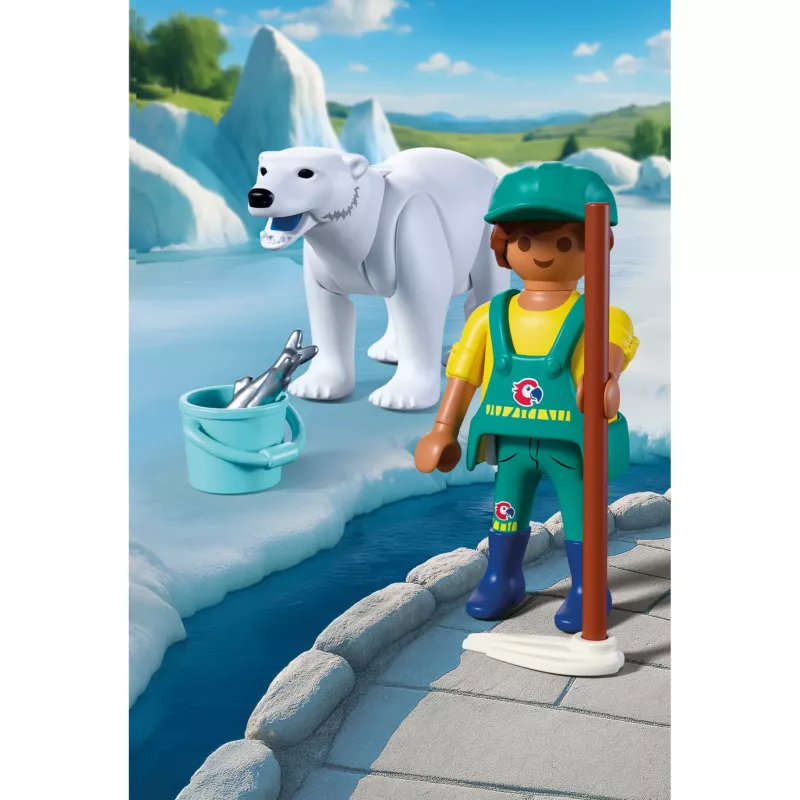 Playmobil 72090 Gyvūnai ir draugai zoologijos sodas: Baltasis lokys ir prižiūrėtojas