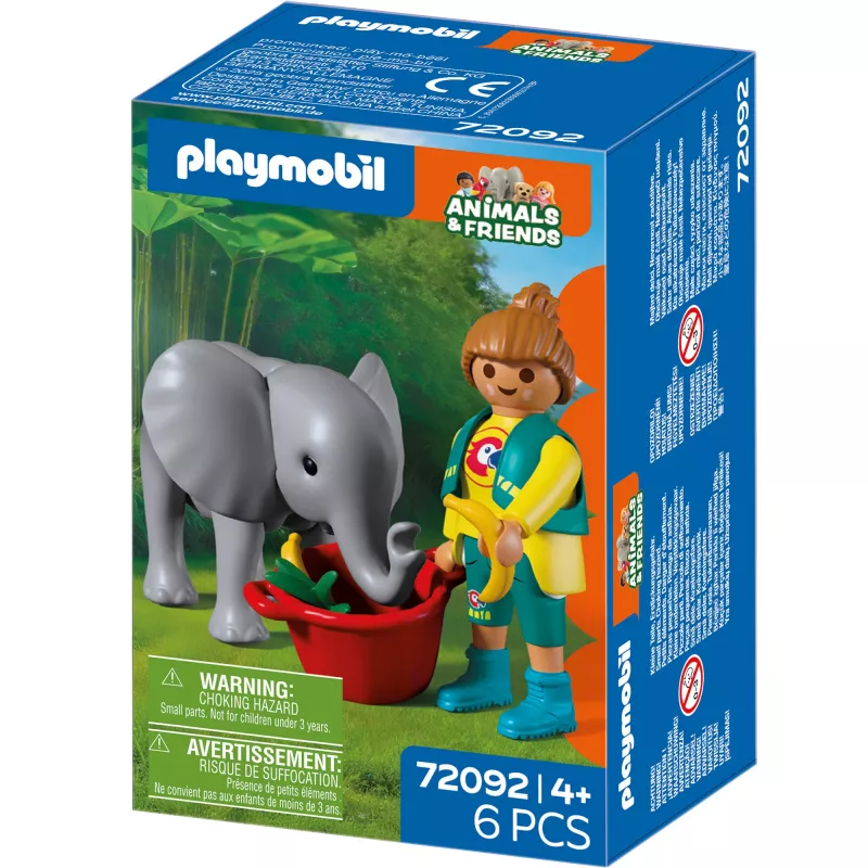Playmobil 72092 Gyvūnai ir draugai zoologijos sodas: Drambliukas ir prižiūrėtojas