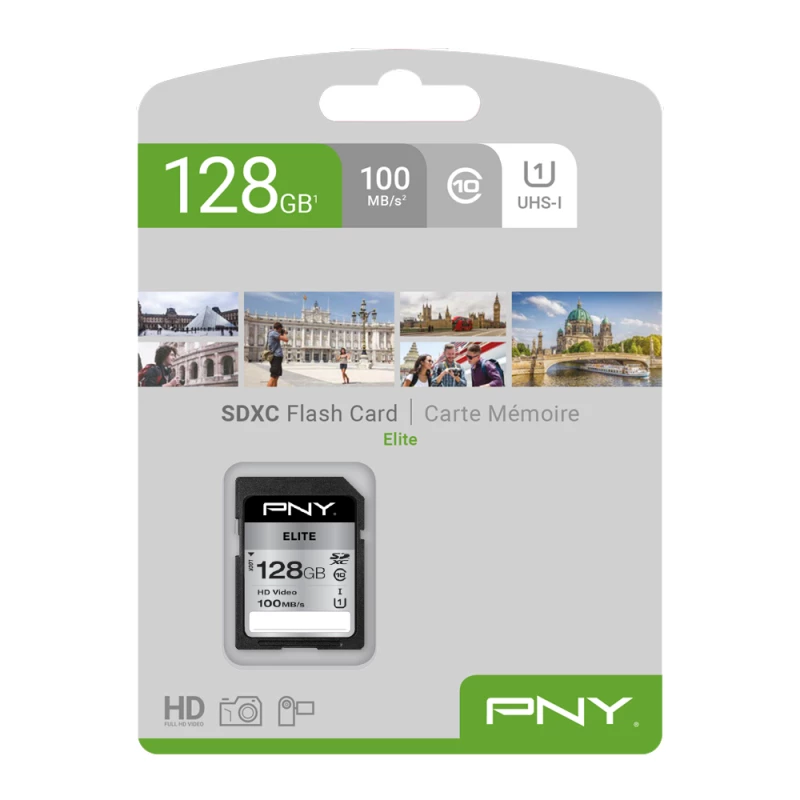 PNY Elite 128GB SDXC UHS-I U1 Class 10 atminties kortelė – iki 100MB/s skaitymo
