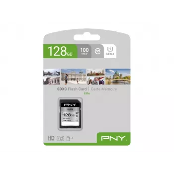 PNY Elite 128GB SDXC UHS-I U1 Class 10 atminties kortelė – iki 100MB/s skaitymo