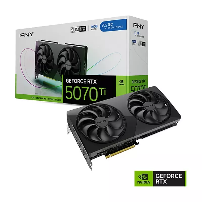 PNY GeForce RTX 5070 Ti Slim OC 16GB GDDR7 PCIe 5.0 vaizdo plokštė