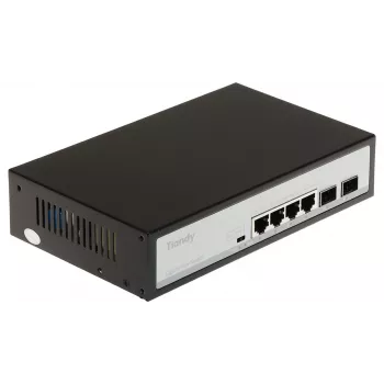 POE LANG TC-P3S06 Nevaldomas PoE+ jungiklis, 4x 10/100Mbps RJ45 PoE+ (60W), 2x SFP Uplink, stalinis/metalinis