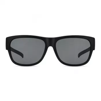 Polaroid Ancillaries PLD9003SDL5 Unisex stačiakampiai akiniai nuo saulės - matinio juodo rėmelio, pilki poliarizuoti lęšiai