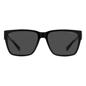 Polaroid Ancillaries PLD9018S08A Unisex Square Sunglasses - Matte Black Frame, Grey Polarized Lenses