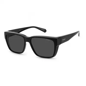 Polaroid Ancillaries PLD9018S08A Unisex Square Sunglasses - Matte Black Frame, Grey Polarized Lenses