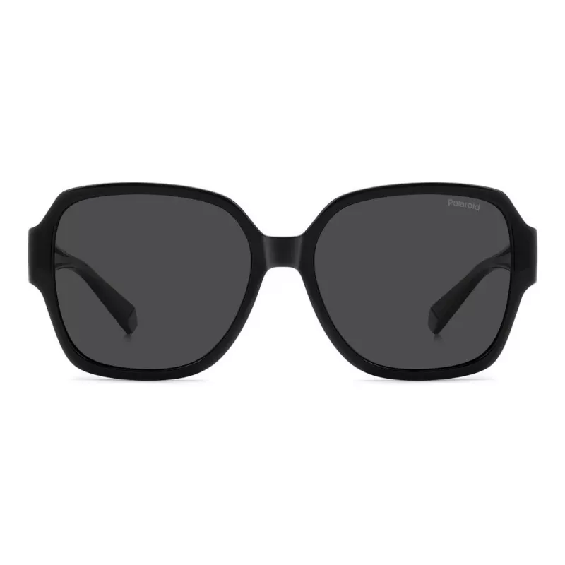 Polaroid Ancillaries PLD9021S807 Unisex Rectangular Sunglasses - Black Frame, Grey Polarized Lenses