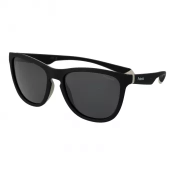 Polaroid PLD2133S08AM9 Unisex stačiakampiai akiniai nuo saulės - juodas rėmelis, pilki poliarizuoti lęšiai 56mm