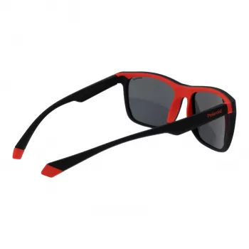 Polaroid PLD2141S56BLX Unisex Rectangular Sunglasses - Blue Lens, Black Frame, Polarized UV400
