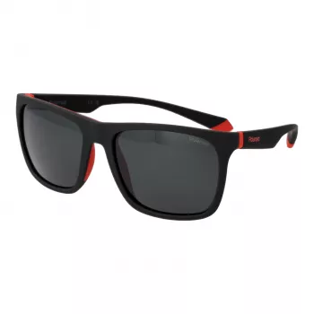 Polaroid PLD2141S56BLX Unisex Rectangular Sunglasses - Blue Lens, Black Frame, Polarized UV400