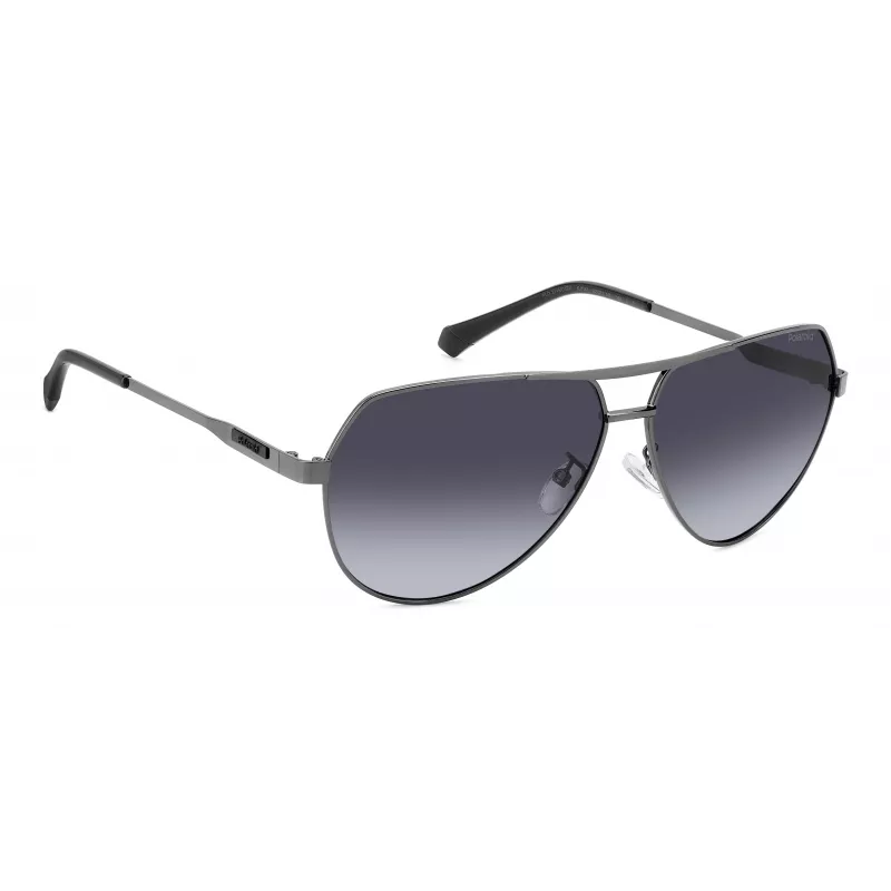 POLAROID PLD2145GSXKJ1 Vyriški akiniai nuo saulės Juodas kvadratinis rėmas Poliarizuoti pilki lęšiai 62mm
