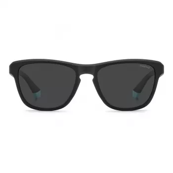 POLAROID PLD2168S003 Vyriški stačiakampiai akiniai nuo saulės – matinio juodo rėmelio, pilki poliarizuoti lęšiai, 54 mm