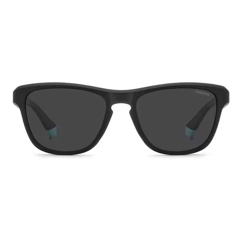 POLAROID PLD2168S003 Vyriški stačiakampiai akiniai nuo saulės – matinio juodo rėmelio, pilki poliarizuoti lęšiai, 54 mm