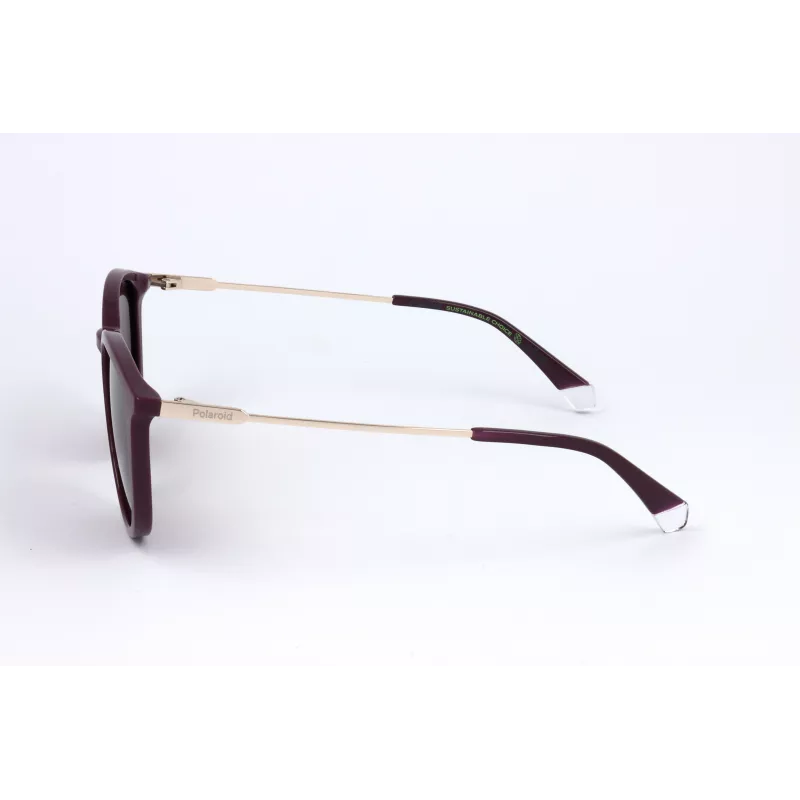 POLAROID PLD4143SXB3V Unisex stačiakampiai akiniai nuo saulės - juodas rėmelis, pilki poliarizuoti lęšiai, 53 mm