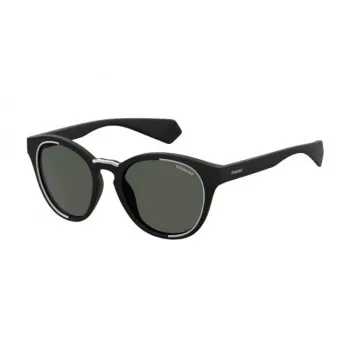 Polaroid PLD6065S807 Unisex stačiakampiai akiniai nuo saulės - juodas rėmelis, pilki poliarizuoti lęšiai 52 mm