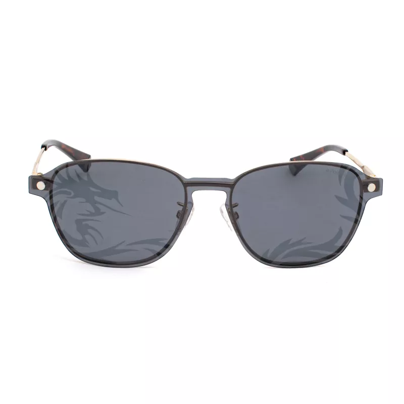 POLAROID PLD6119GCSJ5G Unisex stačiakampiai akiniai nuo saulės - Havana rėmelis, pilki poliarizuoti lęšiai, 53 mm