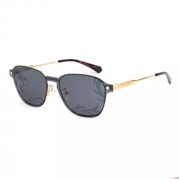 POLAROID PLD6119GCSJ5G Unisex stačiakampiai akiniai nuo saulės - Havana rėmelis, pilki poliarizuoti lęšiai, 53 mm