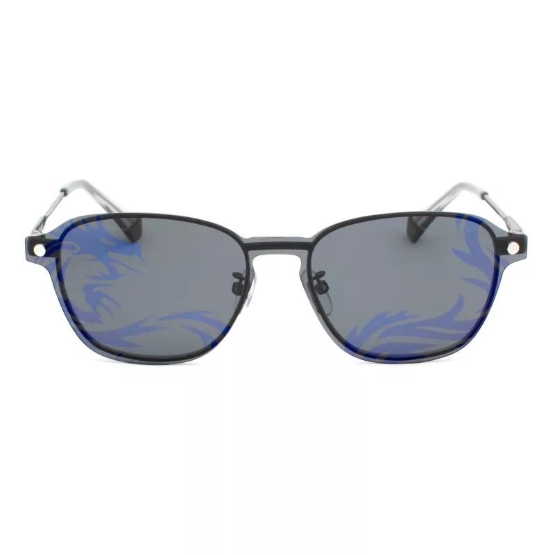 POLAROID PLD6119GCSKJ1 Unisex Rectangular Sunglasses - Grey Polarized Lenses, Black Frame, 53mm