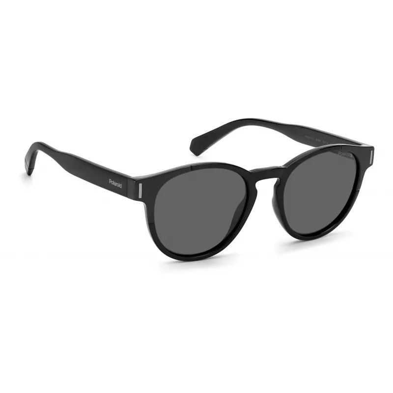 Polaroid PLD6175S807M9 Unisex stačiakampiai akiniai nuo saulės – juodas rėmelis, pilki poliarizuoti lęšiai, 51 mm