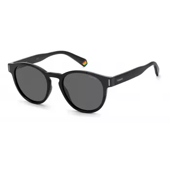 Polaroid PLD6175S807M9 Unisex stačiakampiai akiniai nuo saulės – juodas rėmelis, pilki poliarizuoti lęšiai, 51 mm