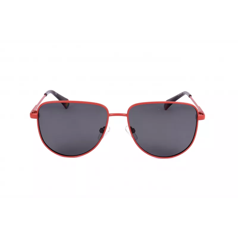 POLAROID PLD6196SX0Z3 Unisex kvadratiniai akiniai nuo saulės - juodas rėmelis, pilki poliarizuoti lęšiai 56mm