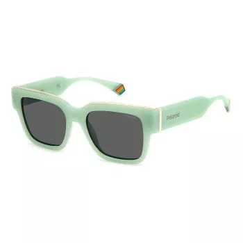 POLAROID PLD6198SX1EDF Unisex stačiakampiai akiniai nuo saulės - juodas rėmelis, pilki poliarizuoti lęšiai 52mm