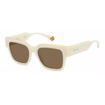 POLAROID PLD6198SXSZJ Unisex stačiakampiai akiniai nuo saulės - Havana rėmelis, žali poliarizuoti lęšiai - 52/18/140 mm
