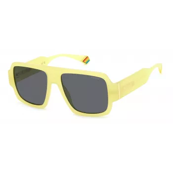 Polaroid PLD6209SX40G Unisex stačiakampiai akiniai nuo saulės - Havana rėmelis, žali poliarizuoti TAC lęšiai, UV400