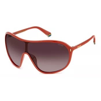 POLAROID PLD6216SL7Q Unisex akiniai - juodas rėmelis, pilki poliarizuoti lęšiai, skydo stilius