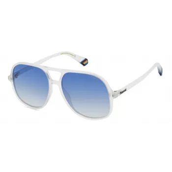 POLAROID PLD6217S2M4 Unisex stačiakampiai akiniai nuo saulės - juodas rėmelis, pilki lęšiai 57mm