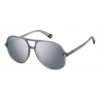 POLAROID PLD6217SRIW Unisex akiniai nuo saulės - juodas rėmelis, pilki poliarizuoti lęšiai, 57 mm
