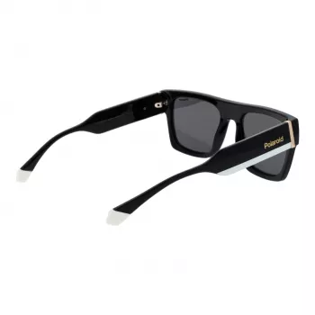 POLAROID PLD6224SX5480 Unisex Rectangular Sunglasses - Black Frame Grey Polarized Lens 54mm