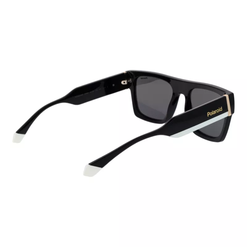 POLAROID PLD6224SX5480 Unisex Rectangular Sunglasses - Black Frame Grey Polarized Lens 54mm