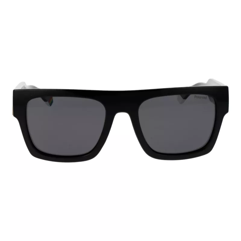 POLAROID PLD6224SX5480 Unisex Rectangular Sunglasses - Black Frame Grey Polarized Lens 54mm