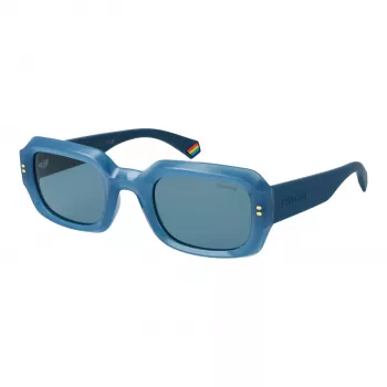 Polaroid PLD6239SX51MV Unisex stačiakampiai akiniai nuo saulės - juodas rėmelis, pilki lęšiai 51mm