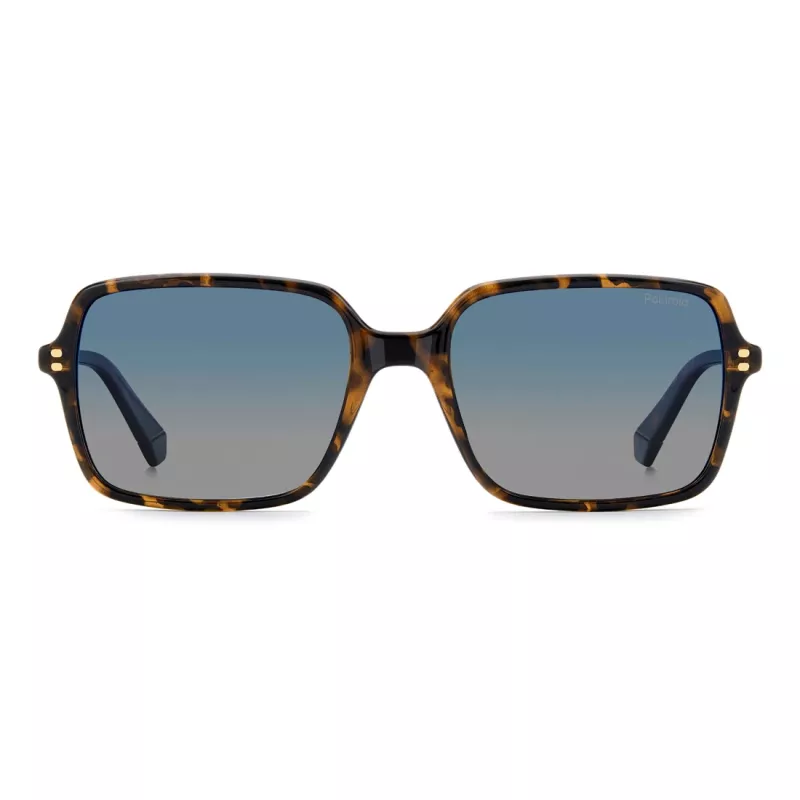 POLAROID PLD6247S086 Vyriški stačiakampiai Havana akiniai nuo saulės su poliarizuotais žaliais lęšiais