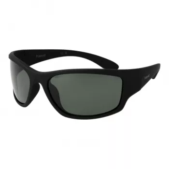 Polaroid PLD7005S63YYV Unisex stačiakampiai akiniai nuo saulės - juodas rėmelis, pilki lęšiai 63 mm