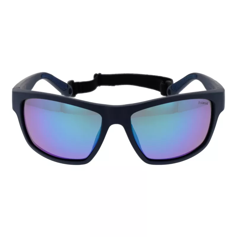 Polaroid PLD7037S60PJP Unisex stačiakampiai akiniai nuo saulės - juodas rėmelis, pilki lęšiai 60mm