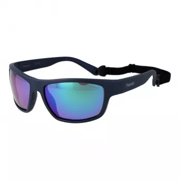Polaroid PLD7037S60PJP Unisex stačiakampiai akiniai nuo saulės - juodas rėmelis, pilki lęšiai 60mm