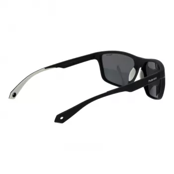 POLAROID PLD7040S5908A Vyriški stačiakampiai poliarizuoti akiniai nuo saulės - pilkas rėmelis, pilki lęšiai 59mm
