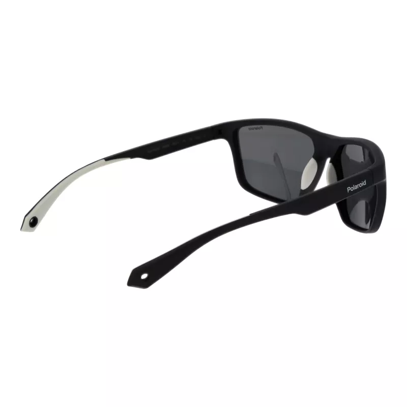 POLAROID PLD7040S5908A Vyriški stačiakampiai poliarizuoti akiniai nuo saulės - pilkas rėmelis, pilki lęšiai 59mm
