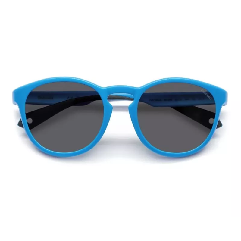 POLAROID PLD7050SMVU Unisex kvadratiniai akiniai nuo saulės - matinio juodo rėmelio, pilki poliarizuoti lęšiai, 52 mm