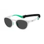 POLAROID PLD7050SVK6 Unisex stačiakampiai akiniai nuo saulės - juodas rėmelis, pilki poliarizuoti lęšiai, 52 mm