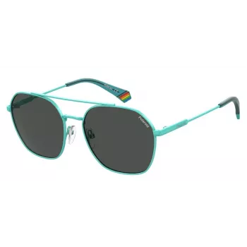 POLAROID Unisex PLD6172S5CB Pilot Akiniai - Juodas Rėmas, Pilki Poliarizuoti Lęšiai 57mm