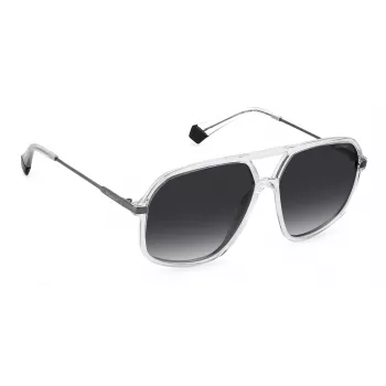 POLAROID Unisex PLD6182S900WJ stačiakampiai poliarizuoti akiniai nuo saulės – juodas rėmelis, pilki lęšiai, 59 mm
