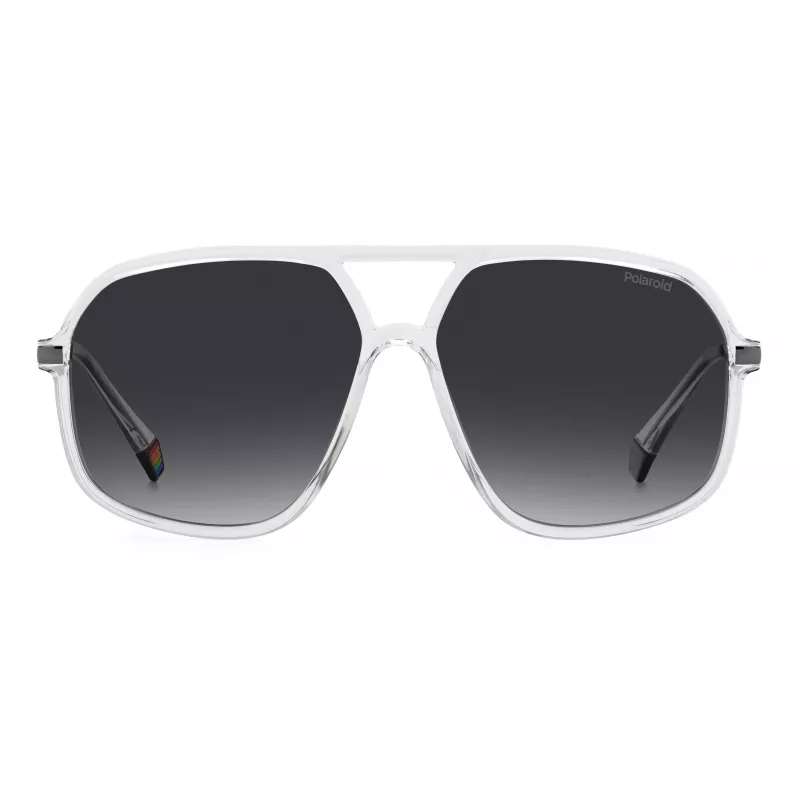 POLAROID Unisex PLD6182S900WJ stačiakampiai poliarizuoti akiniai nuo saulės – juodas rėmelis, pilki lęšiai, 59 mm
