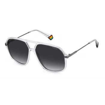POLAROID Unisex PLD6182S900WJ stačiakampiai poliarizuoti akiniai nuo saulės – juodas rėmelis, pilki lęšiai, 59 mm