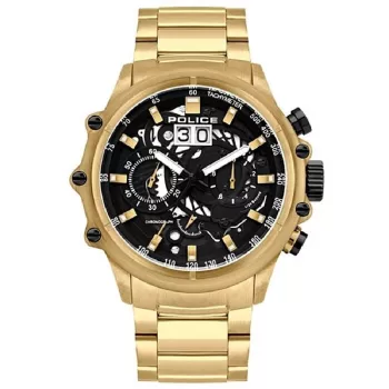 POLICE Vyriškas chronografinis laikrodis PL16018JSG02M 48mm Nerūdijančio plieno tinklelio aukso spalvos