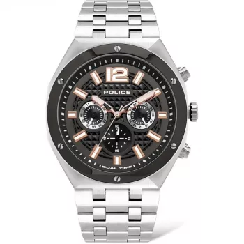 POLICE Vyriškas kvarcinis analoginis laikrodis P15995JSTU61M 46mm Nerūdijantis plienas Gunmetal pilka