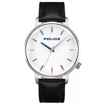 Vyriškas Police kvarcinis analoginis laikrodis PL.15923JS-04 42mm nerūdijančio plieno korpusas, mėlynas ciferblatas, ruda odinė juosta